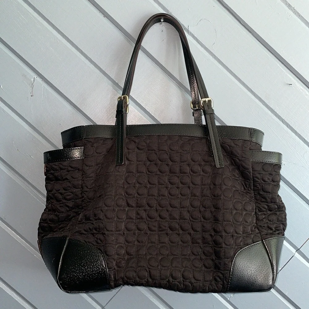 Kate Spade black quilted leather trim diaper bag